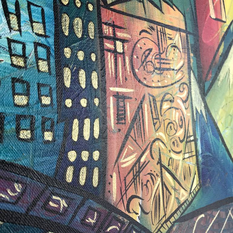 Original Cubism Patterns Painting by Jacqueline Argoz