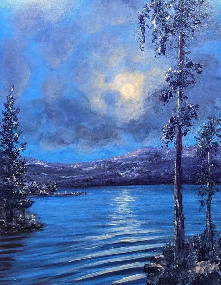 Moonlight on water Painting by Mat McDermott