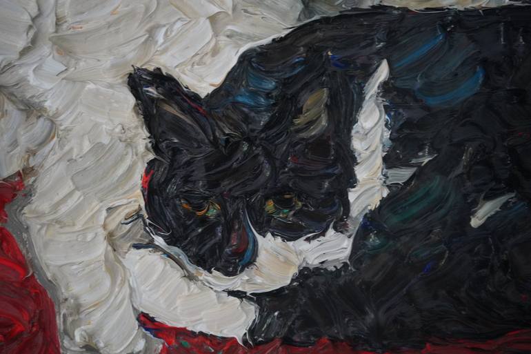 Original Expressionism Cats Painting by Prisac Nicolae