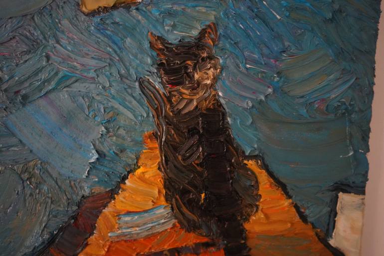 Original Expressionism Cats Painting by Prisac Nicolae