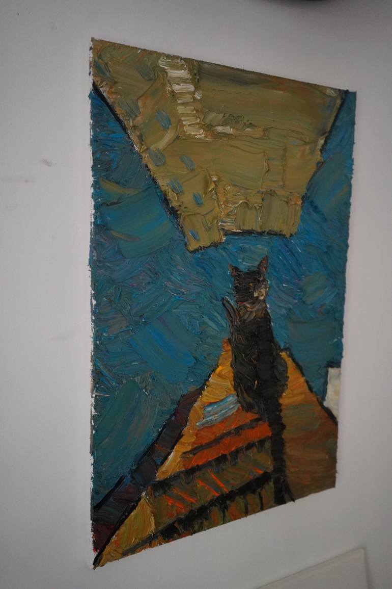 Original Expressionism Cats Painting by Prisac Nicolae