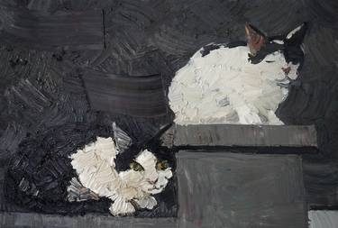 Original Expressionism Cats Paintings by Prisac Nicolae