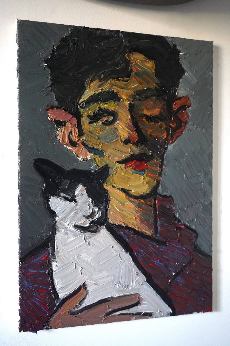 Original Figurative Cats Painting by Prisac Nicolae