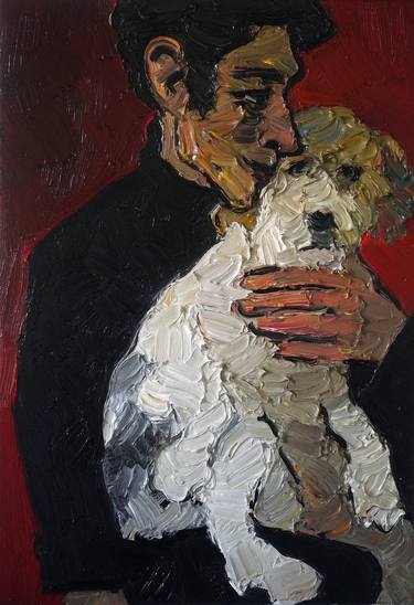 Original Expressionism Dogs Paintings by Prisac Nicolae
