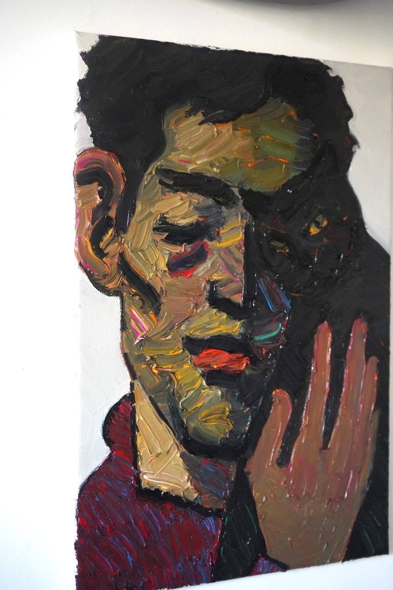 Original Expressionism Cats Painting by Prisac Nicolae