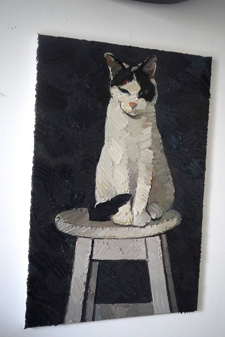 Original Expressionism Cats Painting by Prisac Nicolae