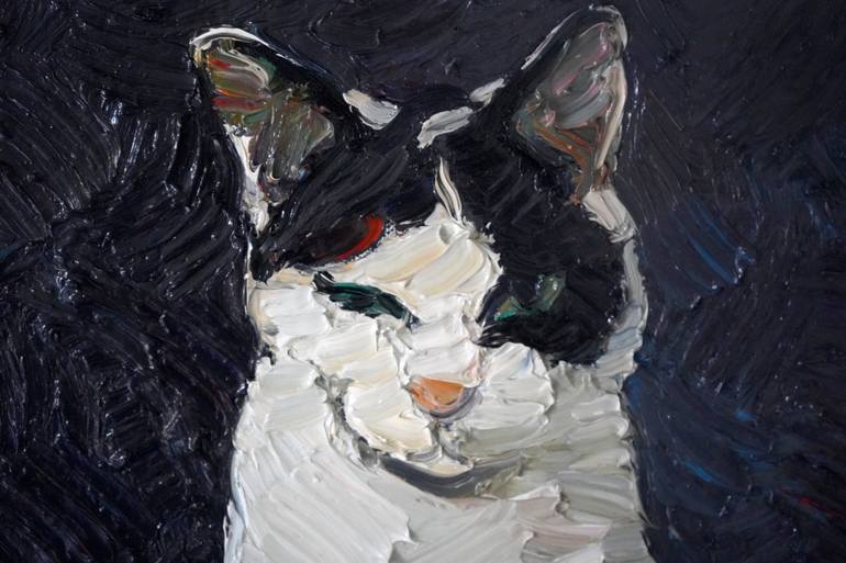 Original Expressionism Cats Painting by Prisac Nicolae