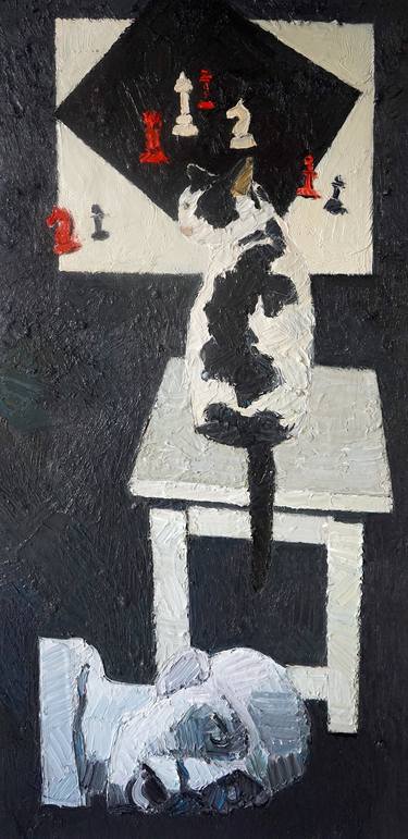 Original Expressionism Cats Paintings by Prisac Nicolae