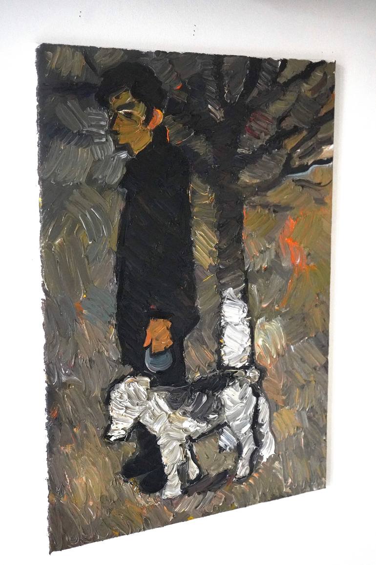 Original Expressionism Dogs Painting by Prisac Nicolae