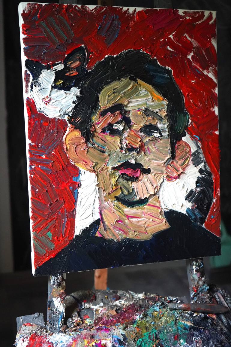 Original Expressionism Cats Painting by Prisac Nicolae