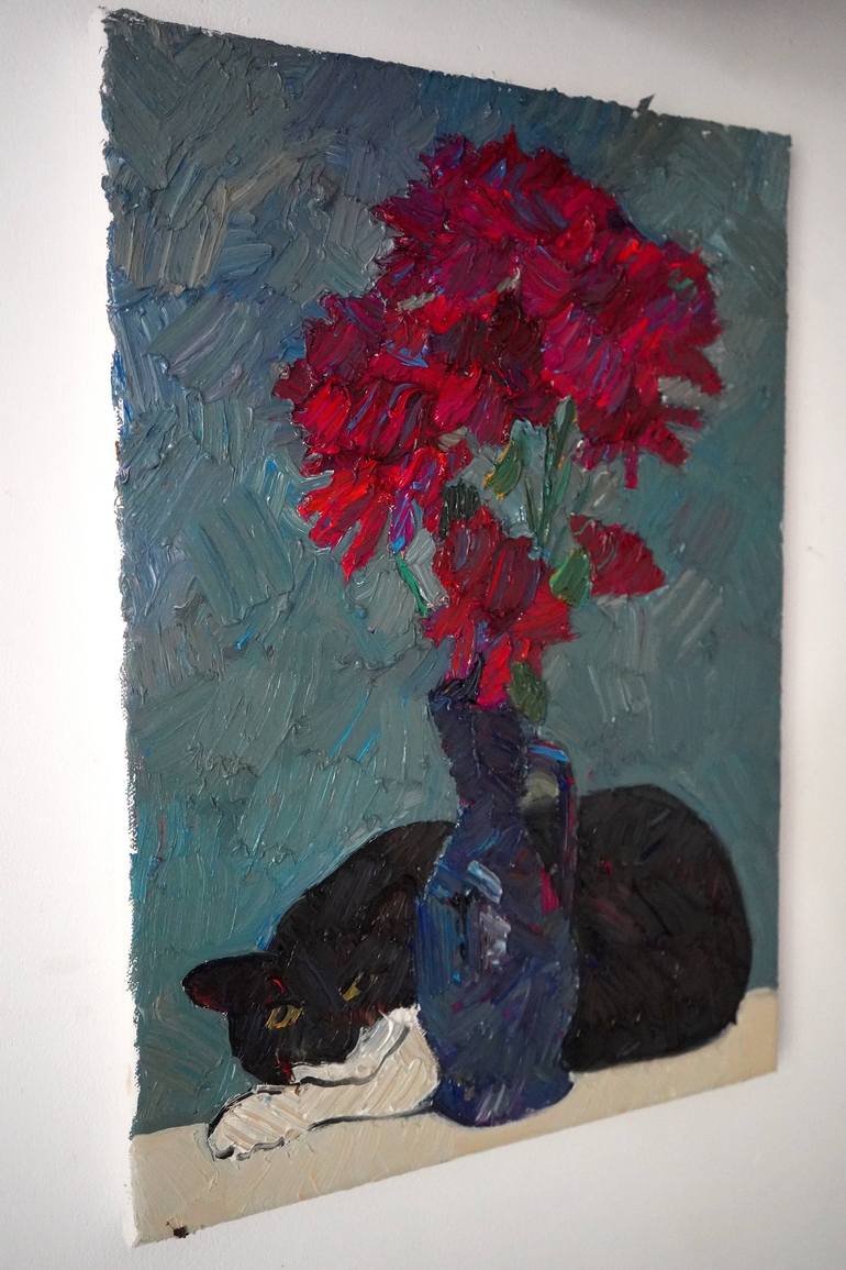 Original Expressionism Cats Painting by Prisac Nicolae