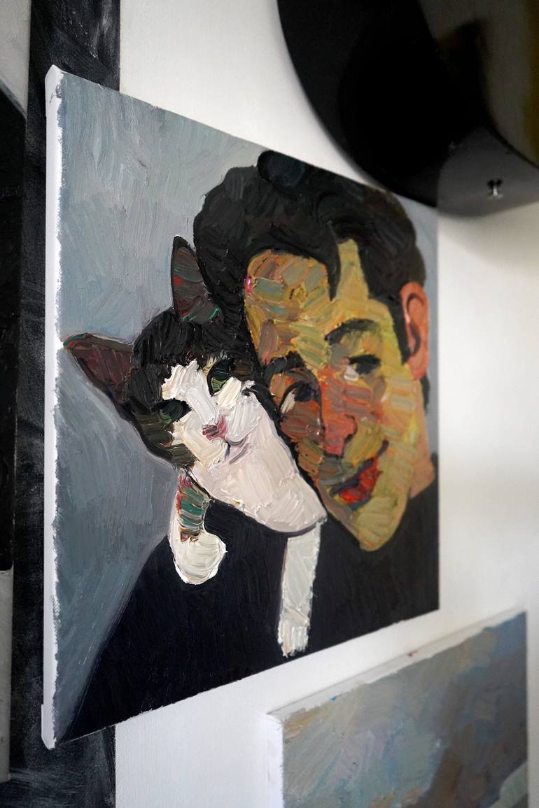 Original Expressionism Cats Painting by Prisac Nicolae