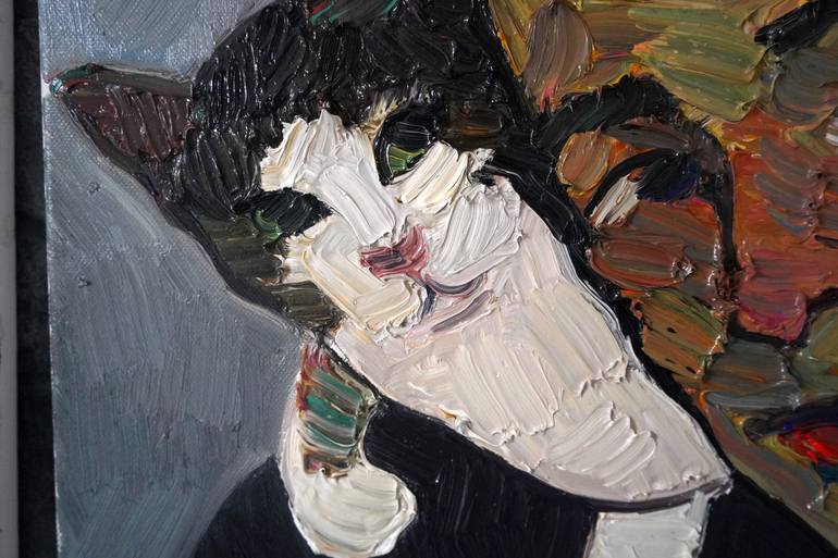 Original Expressionism Cats Painting by Prisac Nicolae