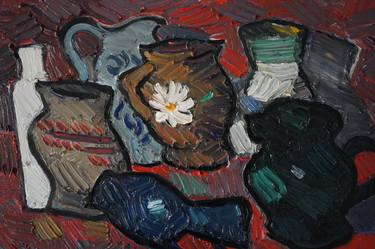Original Abstract Still Life Painting by Prisac Nicolae