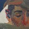 Sleeping man, composition, self portrait, oil canvas...