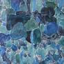 Painting in oil on canvas. 
Blue composition. Abstract