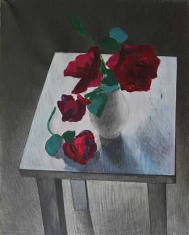 Roses on the white  stool thumb