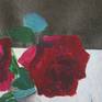 composition, stool, black white and red, roses....