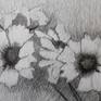 still life, autumn flowers , black and white, composition, drawing