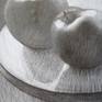 Still life with apples on stool. Dawing with pencil and eraser