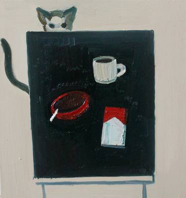 Coffe, cat and cigarettes. Composition image
