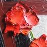 still life with red flowers, red, black, oil, paiting