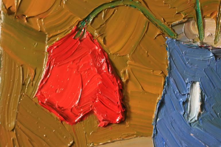 Original Abstract Expressionism Floral Painting by Prisac Nicolae