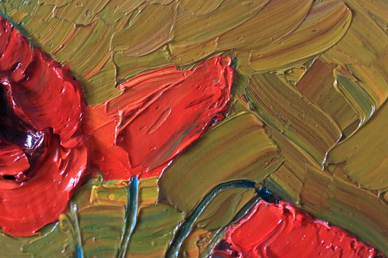 Original Abstract Expressionism Floral Painting by Prisac Nicolae