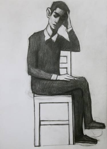 Man with red chair. Sketch 2 thumb