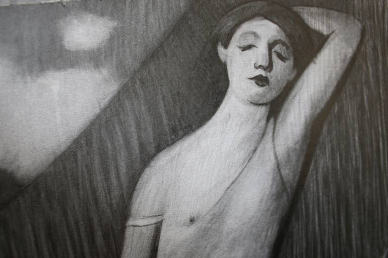 Original Impressionism Nude Drawing by Prisac Nicolae