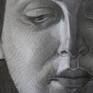 Young woman portrait. Drawing with pencil and eraser on paper.