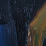 Self portrait with cigarette. Painting with oil on canvas.