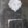 Drawing with pencil and eraser.
Rural landscape. Wooden gate and white haystacks.