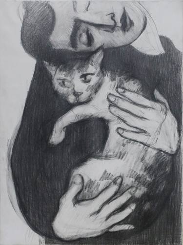 Original Impressionism Cats Drawings by Prisac Nicolae