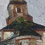 The old church of St. Nicholas in Densus, Romania. 
Impasto oil painting on canvas.