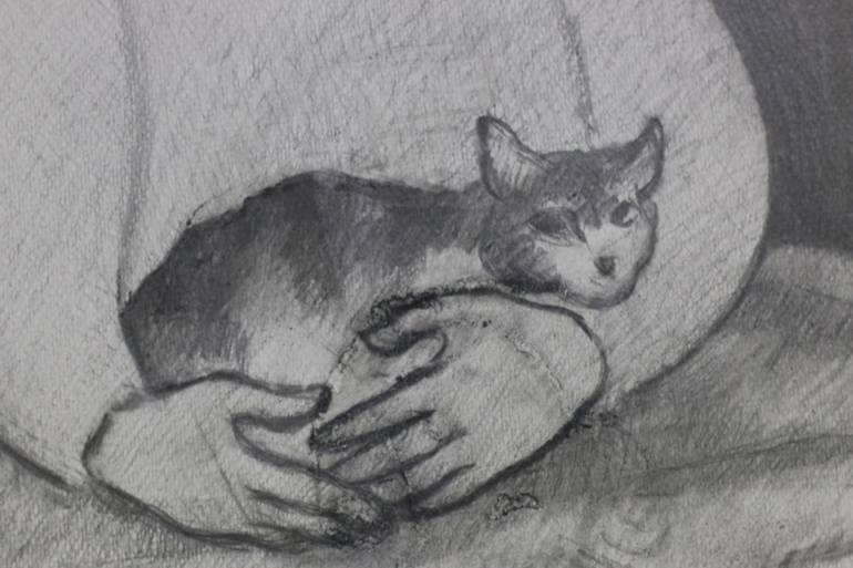 Original Impressionism Cats Drawing by Prisac Nicolae