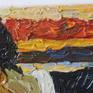 Meditation on Munch's painting. Expresive portrait with Scream. 
Impasto oil painting on canvas.