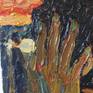 Meditation on Munch's painting. Expresive portrait with Scream. 
Impasto oil painting on canvas.