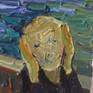 Meditation on Munch's painting. Expresive portrait with Scream. 
Impasto oil painting on canvas.