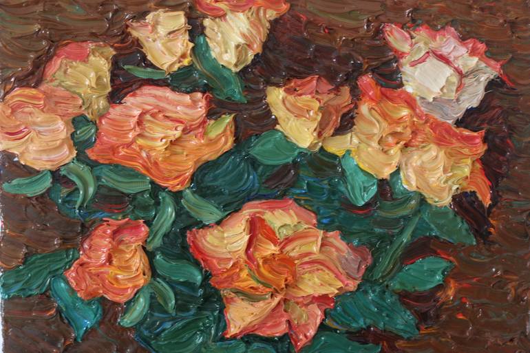 Original Impressionism Floral Painting by Prisac Nicolae