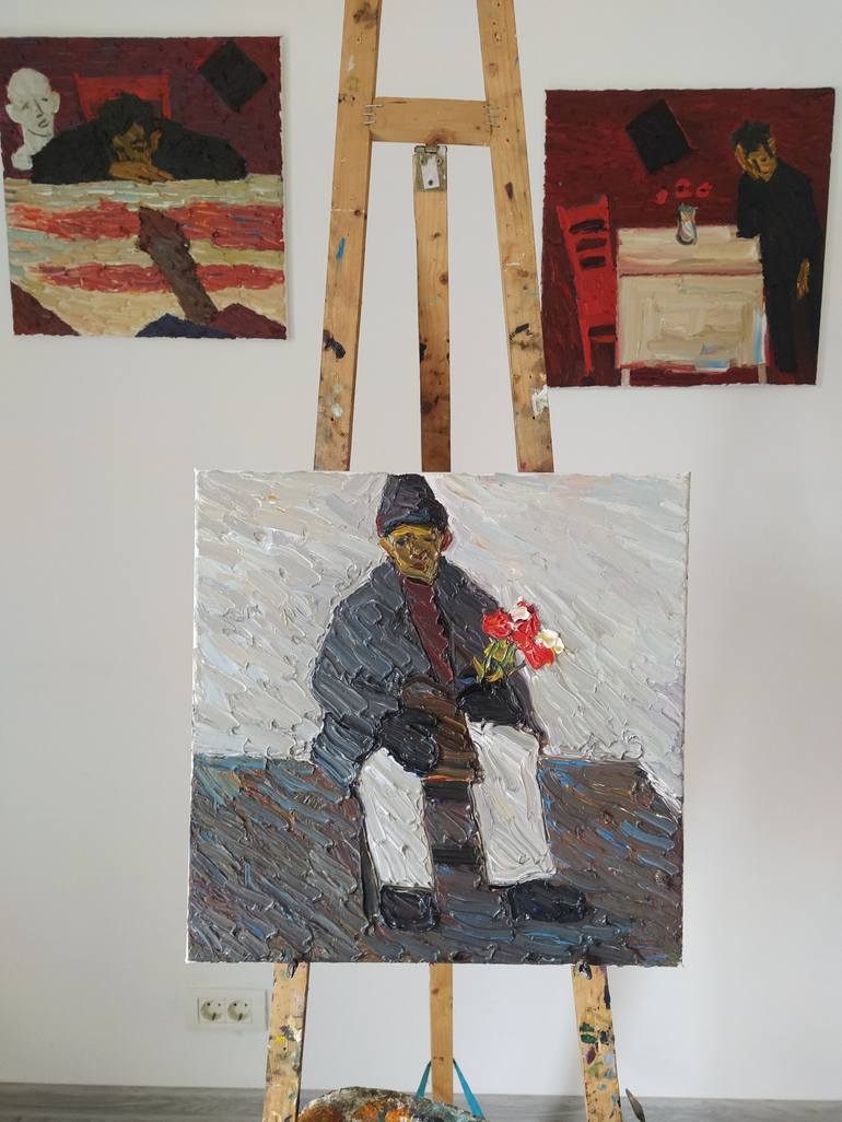 Original Impressionism Portrait Painting by Prisac Nicolae