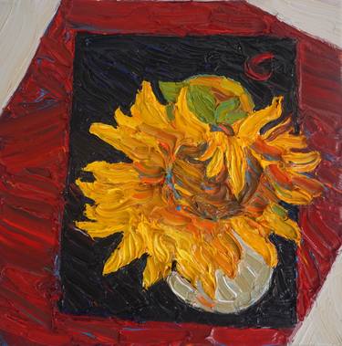 Sunflowers on black and red thumb
