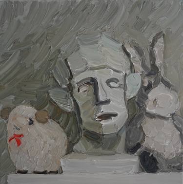 Still life with plaster head and toys thumb