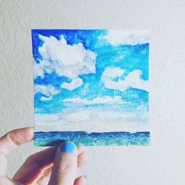 Contemplation | Tiny Watercolor Ocean Landscape thumb