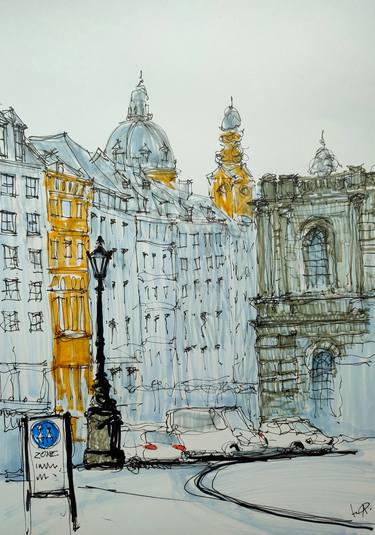 Original Impressionism Cities Mixed Media by Yurii Andreichyn