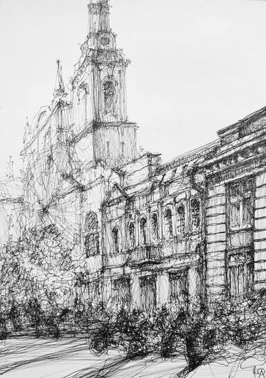 Original Black & White Cities Drawings by Yurii Andreichyn