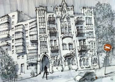 Original Impressionism Cities Drawings by Yurii Andreichyn