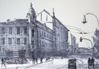 Original Impressionism Cities Drawings by Yurii Andreichyn