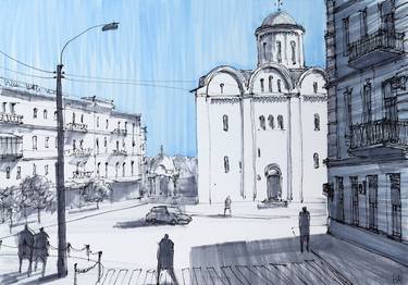 Original Impressionism Cities Drawings by Yurii Andreichyn