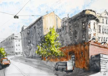 Original Impressionism Cities Drawings by Yurii Andreichyn